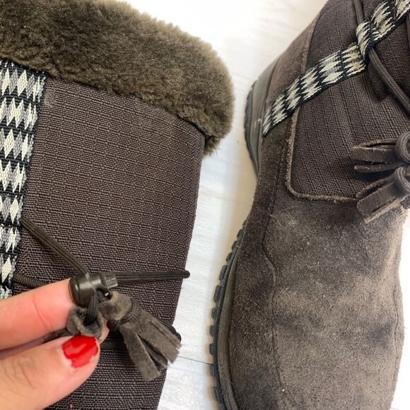 Baffin AMAK 4710-W001 Brown Suede Leather Faux Fur Mid Calf Snow Boots Size 8 - Picture 10 of 12